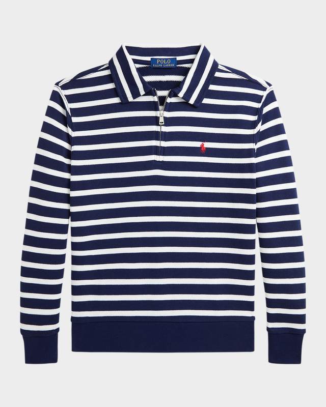 Boy's Striped Quarter Zip Sweatshirt, Size S-X